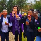 SANCA Wedge Gardens staff members commemorating International Overdose Day with clients. Caryn Berman, Lydia Maseko, Amanda van Staden, Hlumela Anderson and Miyalani Machuchi.
