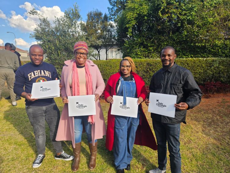 Rand Aid employees Philani Khumalo, Sharon Dlamini, Hlumela Anderson and Lucas Tshikonwane with their certificates.