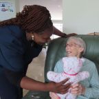 Sr Esmeralda Rusike and Myra Forfar at Ron Smith Care Centre.