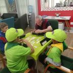 Arthur Sprich (1st St Benedict’s), Zavier Fonseca and Zach Govender (1st Edenvale) with Hansie Griessel.